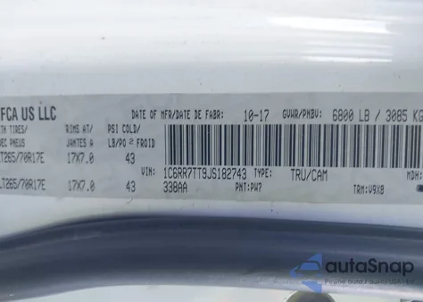 2018 Ram 1500 Slt из США, поврежденный, VIN 1C6RR7TT9JS182743